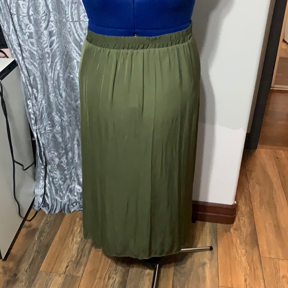 Olive green calf length skirt
